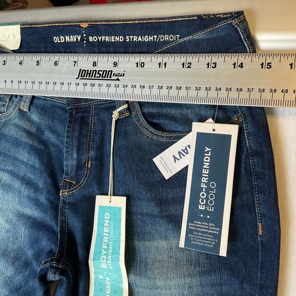 Old Navy Women Jeans size 2 US Blue Mid Rise Stretch Boyfriend Straight NWT - Picture 2 of 12